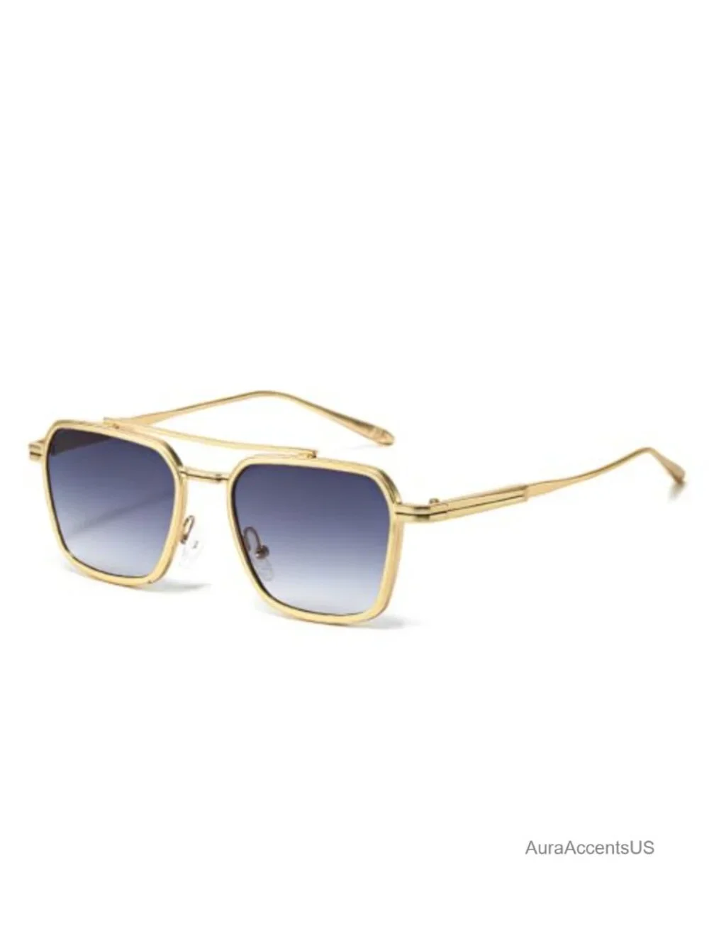 Retro Square Aviator Sunglasses Oversized Gold Metal Frame